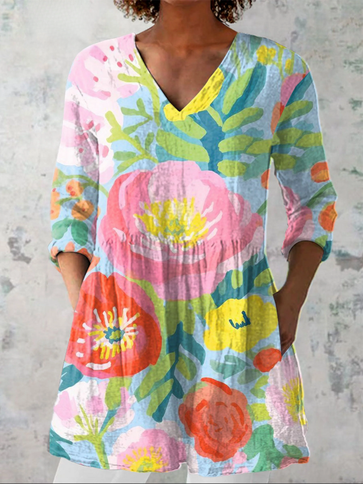 Ayra | Longue Blouse à Motif Expressif