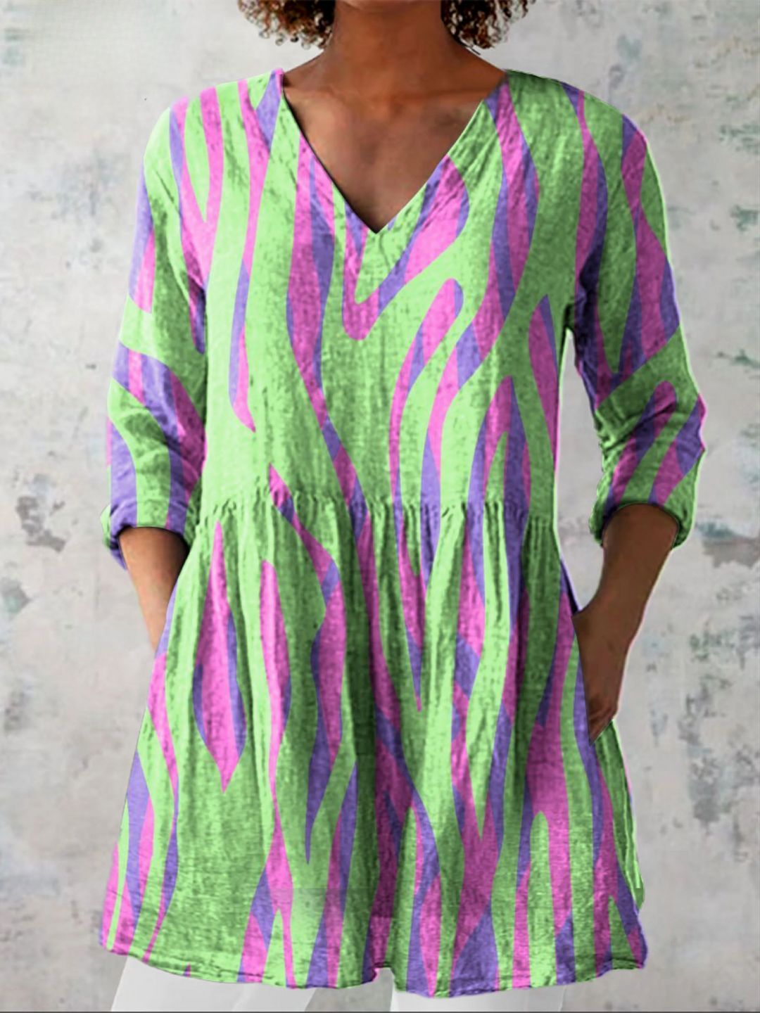 Mira | Longue Blouse à Motif Expressif