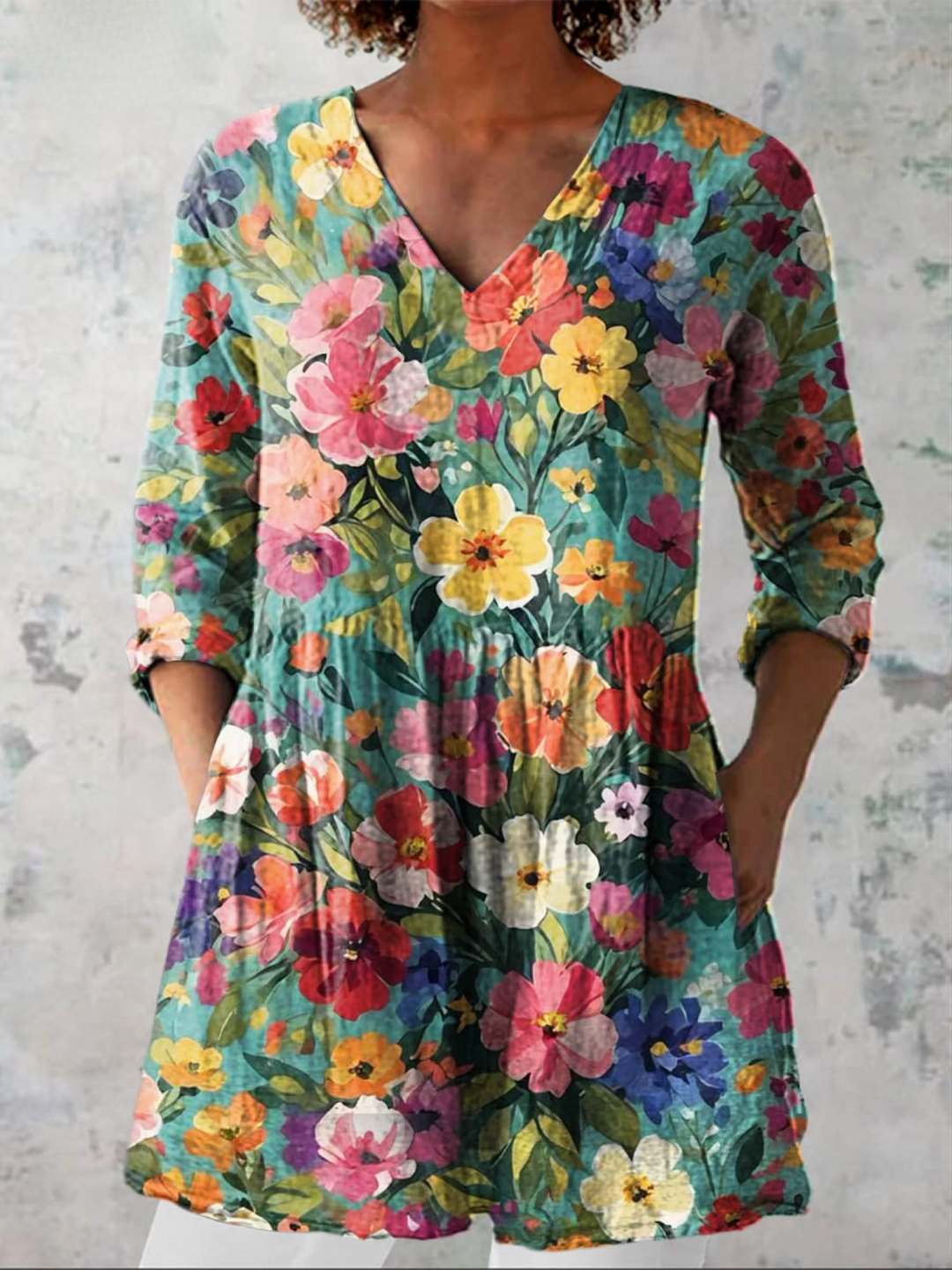 Keira | Longue Blouse à Motif Expressif