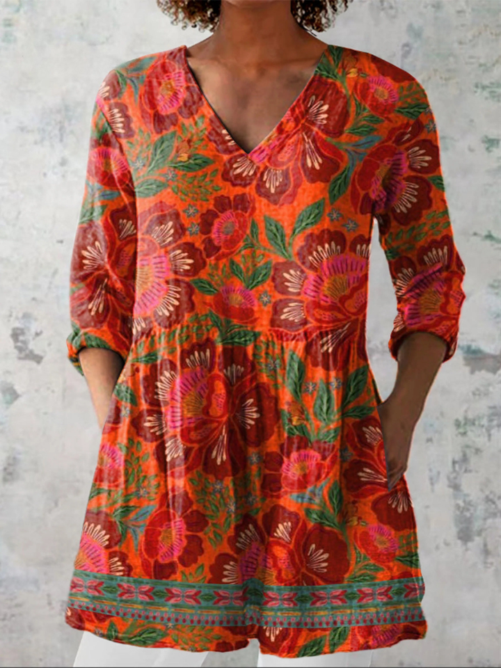 Kaia | Longue Blouse à Motif Expressif