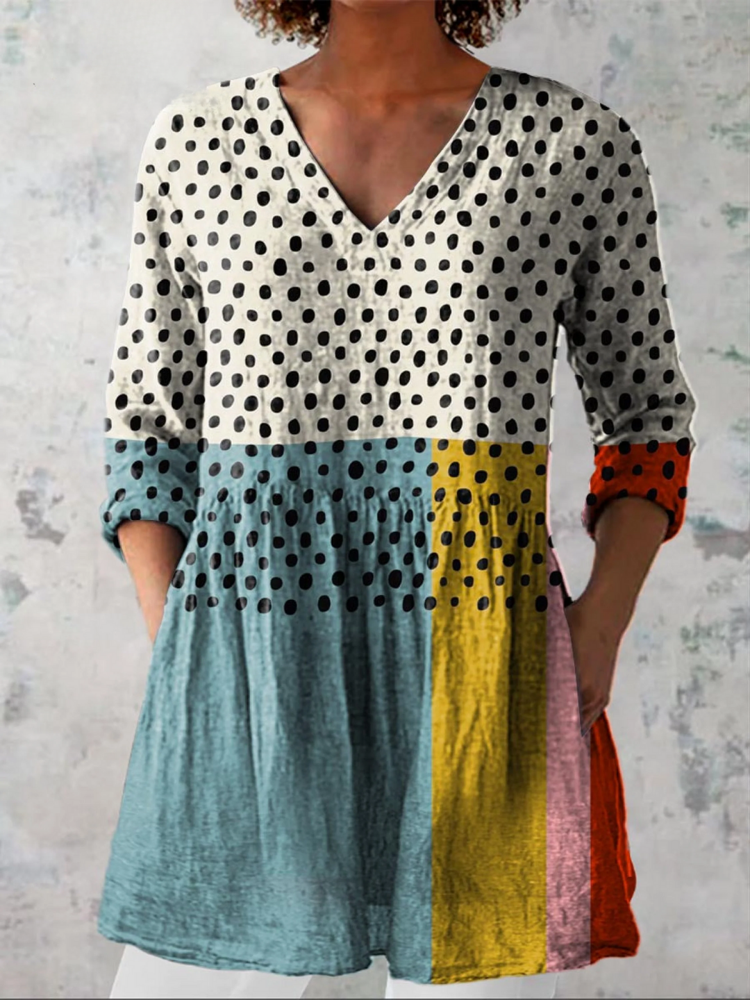 Nola | Longue Blouse à Motif Expressif