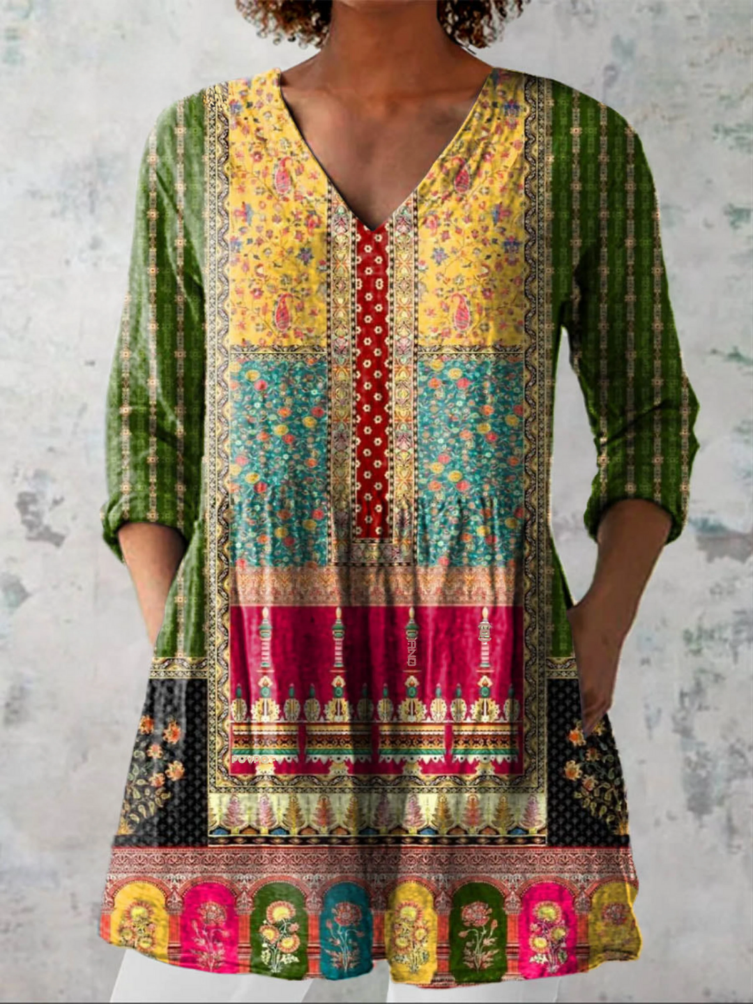 Nyla | Longue Blouse à Motif Expressif