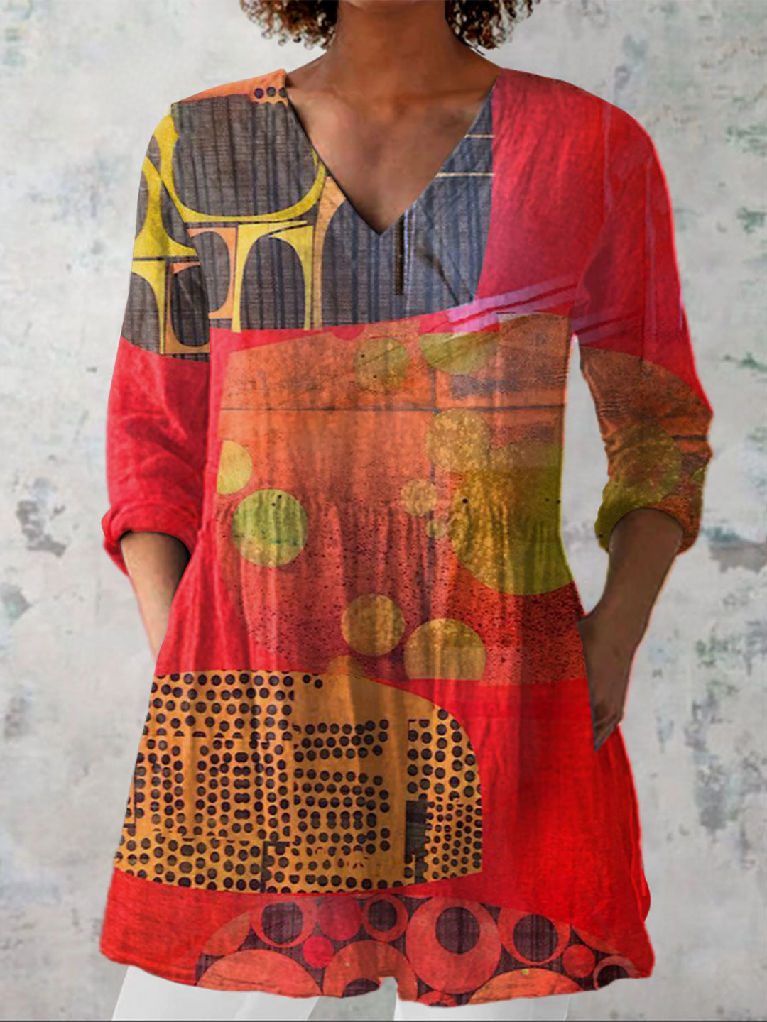 Skylar | Longue Blouse à Motif Expressif