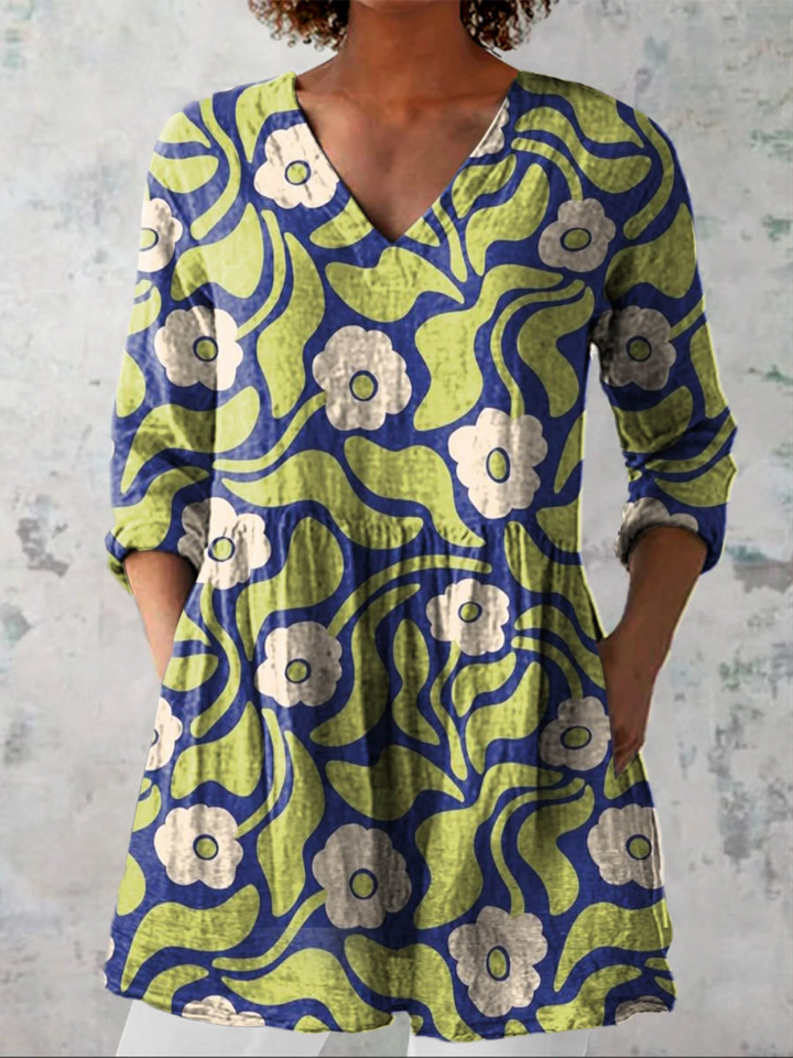Talia | Longue Blouse à Motif Expressif