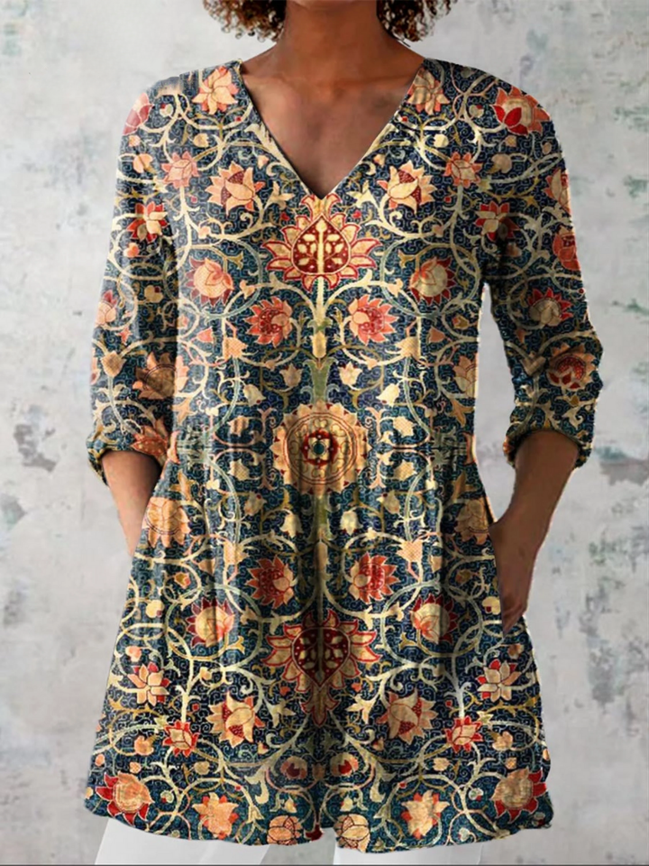 Liora | Longue Blouse à Motif Expressif
