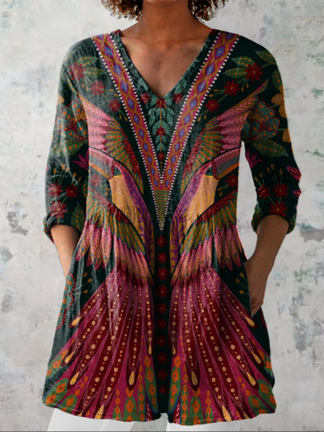 Mila | Longue Blouse à Motif Expressif
