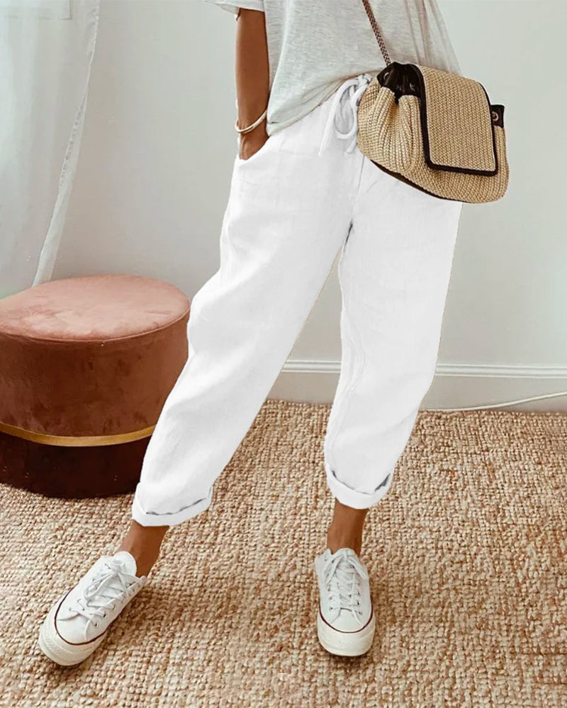 Manon | Pantalon Fluide Taille Haute
