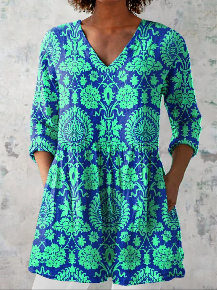 Romy | Longue Blouse à Motif Expressif