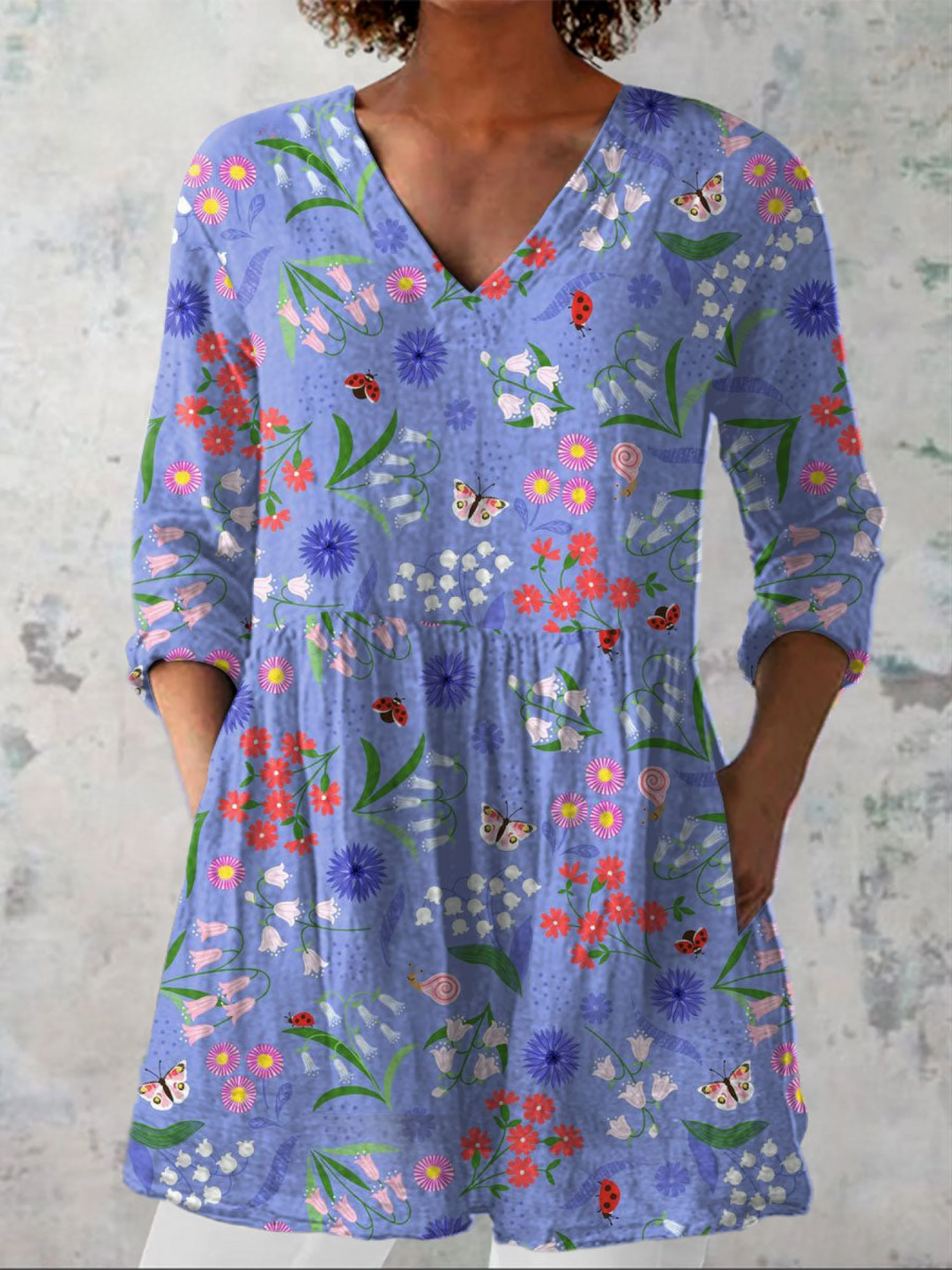 Amelie | Longue Blouse à Motif Expressif
