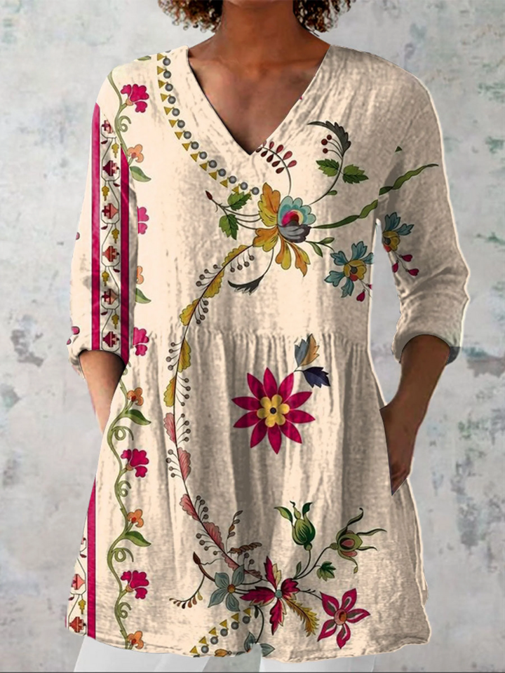 Aria | Longue Blouse à Motif Expressif
