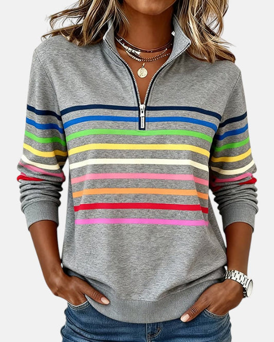 MÉLINE | PULL RAYÉ À COL ZIPPÉ