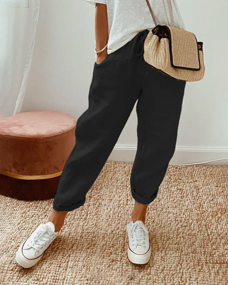 Manon | Pantalon Fluide Taille Haute