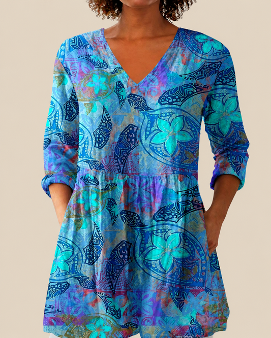RILEY | LONGUE BLOUSE À MOTIF EXPRESSIF
