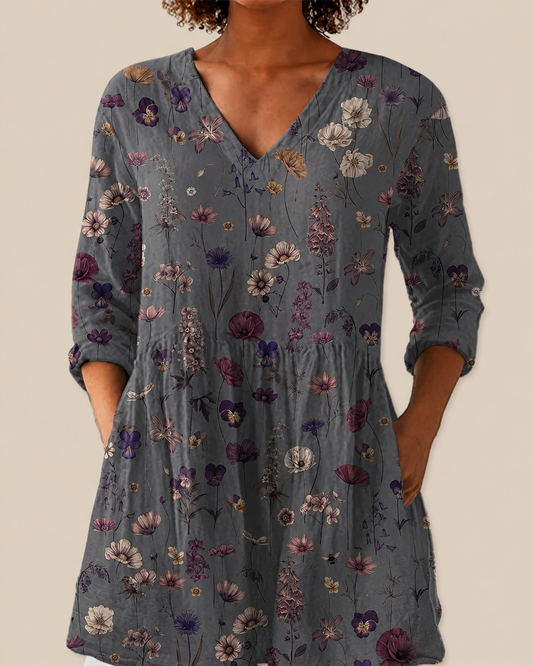 KIRA | LONGUE BLOUSE À MOTIF EXPRESSIF