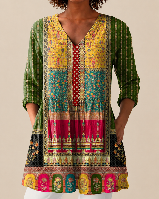 NYLA | LONGUE BLOUSE À MOTIF EXPRESSIF