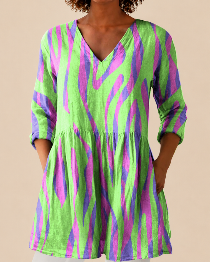 Mira | Longue Blouse à Motif Expressif