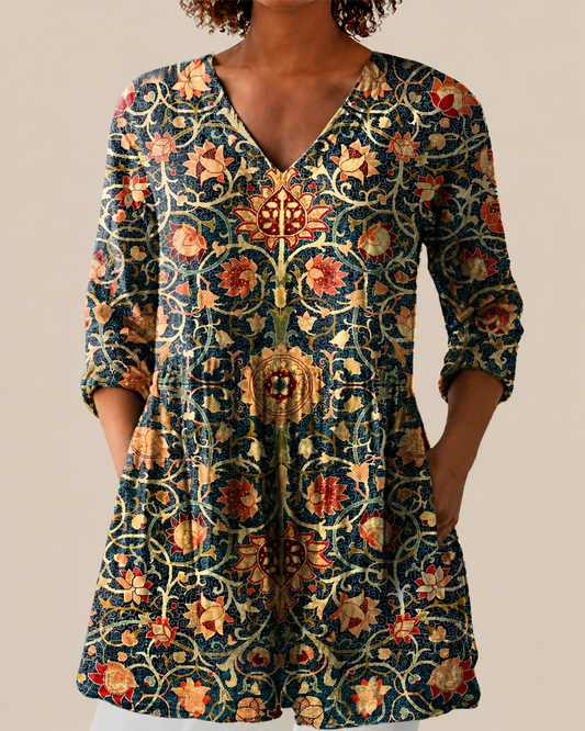 LIORA | LONGUE BLOUSE À MOTIF EXPRESSIF