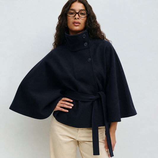 CLARA | MANTEAU CAPE CEINTURÉ SILHOUETTE MARQUÉE