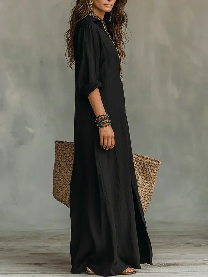 Inès | Robe Maxi Noire Élégante