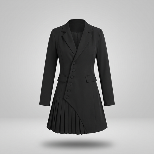 Adèle robe revers blazer - photo studio fond gris