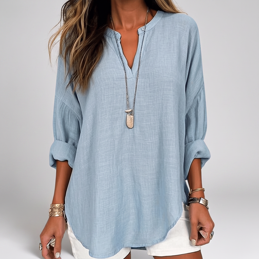 Océane blouse estivale fluide - photo studio fond gris