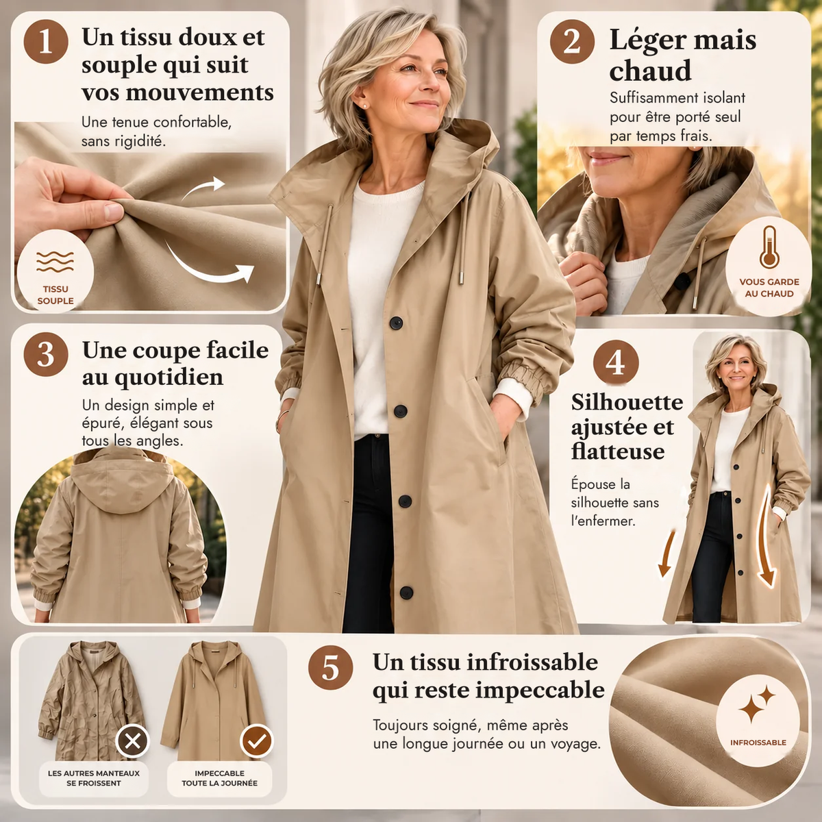 ROSALIE | TRENCH LONG À CAPUCHE